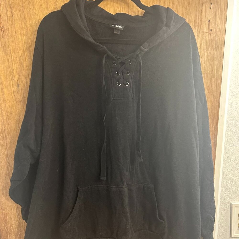 Black Torrid Pullover Hoodie with Tie Detail, Size 4x